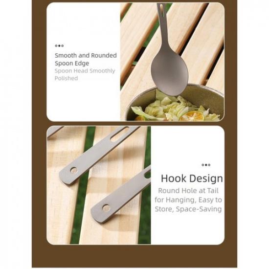 Portable Titanium Cutlery Set Fork Spoon Three Piece for Outdoor Activities