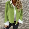 Winterjacke für Damen, Rundhalsausschnitt, dickes Fleece, offener Stich, kurze Strickjacke, lange Ärmel, warm, winddicht, wärmespeichernd, Outdoor-Mantel