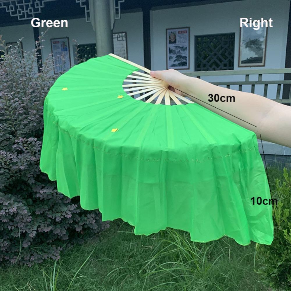 30cm Bamboo Chinese Short Bellydance Fan 5 Colors 10 Styles Bamboo Fans 15cm Half Circle Silk Hand Dye Adults Fan