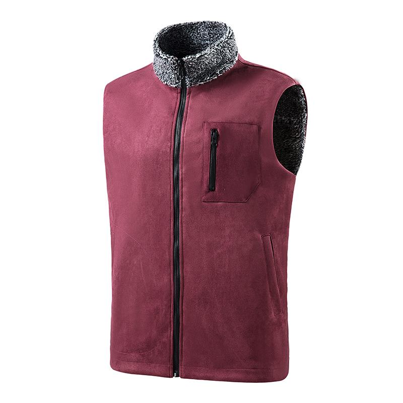 Men s Double-sided Jacket with Thick Fleece Stand Up Collar Jacket S красный