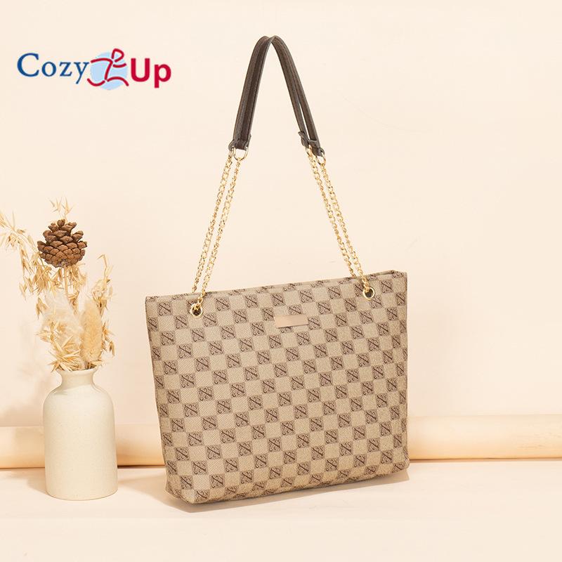 Женская сумка-тоут Cozy Up с геометрическим принтом и блестящей декоративной цепочкой — фото 10