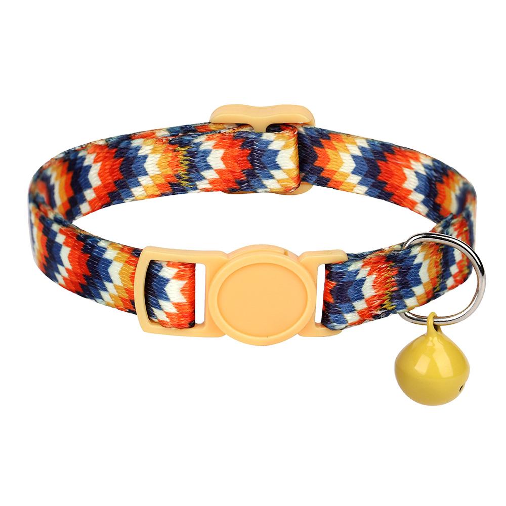 Nylon Cat Collar Quick Release Cat Collars Safety Kitten Puppy Collars Print Necklace With Bell Adjustable Cats Accessories