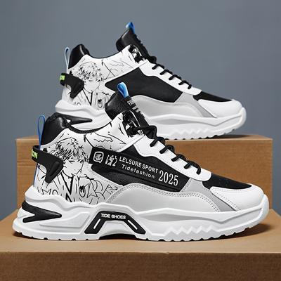 Anime High Top Men's Sneakers, Trendy Platform Shoes, Comfy Outdoor Jogging Workout Casual Activities