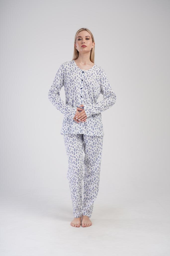 Women's Cotton Pajamas with Long Pants 3XL Vienetta Button-Up