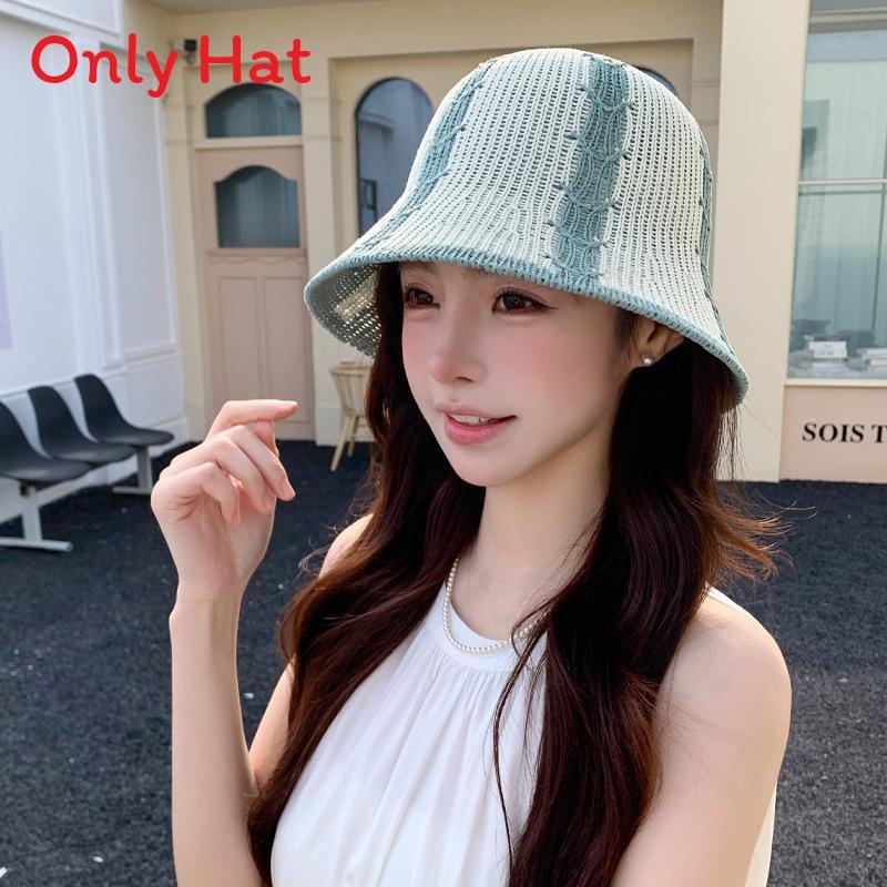 Fisherman Hat Ladies Summer Striped Cotton Sun Protection Wide Brim Casual Beach Cap