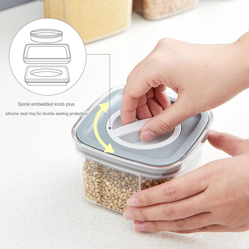Household Knob Sealed Jar Snack Storage Jar Transparent Fresh-keeping Box with Lid Plastic Sealed Box Kitchen Storage Jar