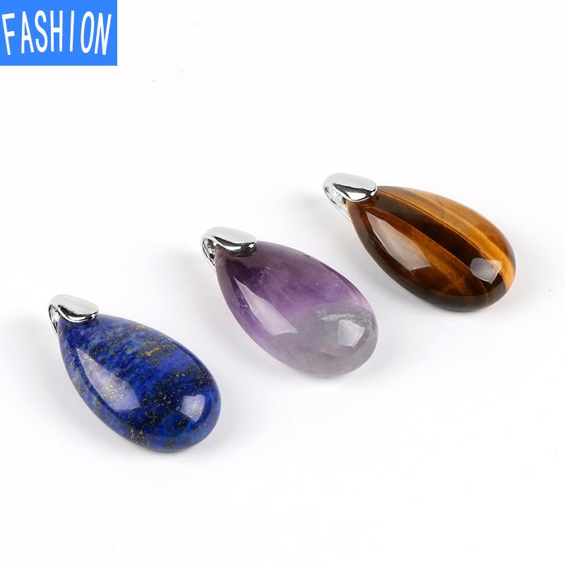 Popular Natural Stone Aura Crystal Teardrop Pendant