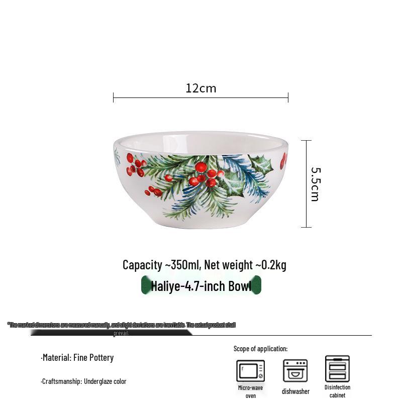 OMK 2025 Christmas Ceramic Tableware: Creative Steak, Pasta, and Dessert Plates.