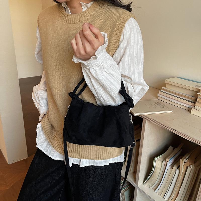 Retro Suede Simple Crossbody Bag Women Handle Bag Casual Comfortable And Versatile Texture Shoulder Commuting Bag