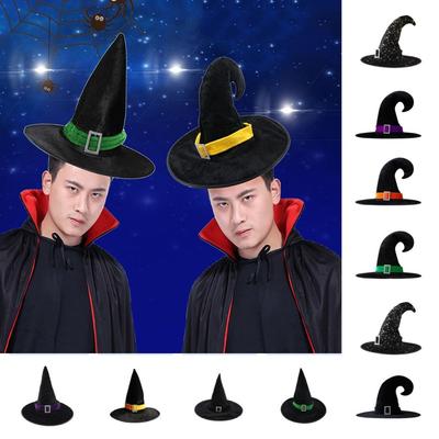 Gilding Halloween Witch Wizard Hat Bending Angle Devil Cap Casual Style Halloween Hat  Parties