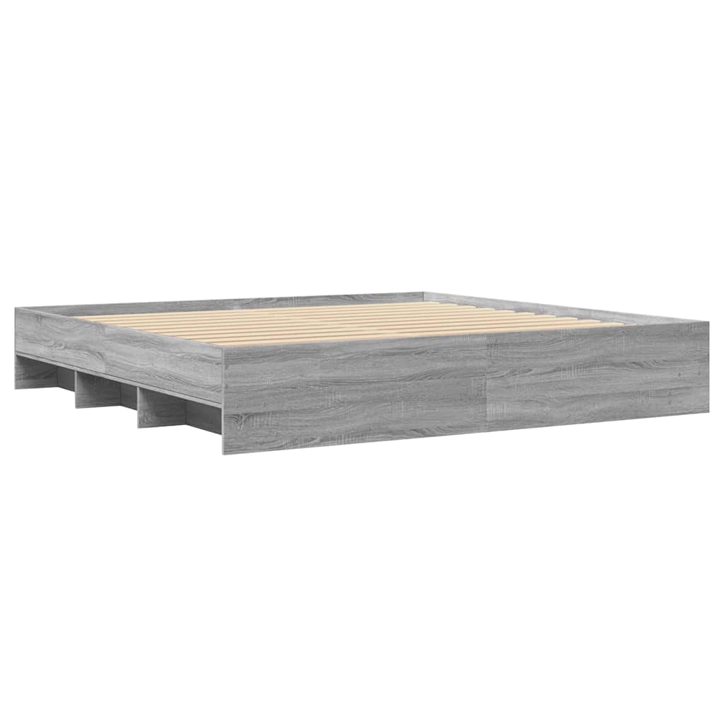 Bed Frame Gray Sonoma 200x200 cm Particleboard