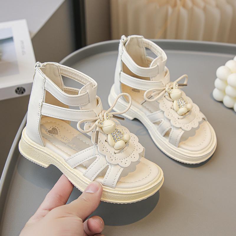 Girls Summer Sandals2026New stylish breathable open-toe princess shoes for older children and little girls, children s Roman shoes 23(Inner Length15.0cm бежевый