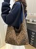 Korean Style Large Capacity Leopard Print Women's Shoulder Bag - 2025 Autumn Casual Tote