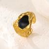 Anello in Acciaio Inossidabile con Gocce Irregolari Floreali Francesi - Design Lussuoso e Resistente ai Colori per Donne