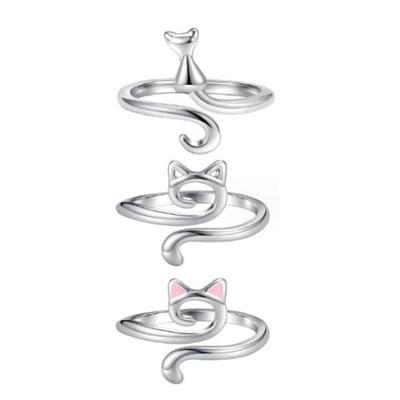 3 Piezas Anillo de Ganchillo Ajustable Aleación de Zinc Gato Abierto Guía de Hilo Soporte de Dedo Anillo para Manualidades DIY