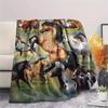 1Pc Horse Print Flannel Blanket, High Quality Comfortable for All Seasons, Home Decor, Warmth and Comfort, Perfect for Christmas Gifts