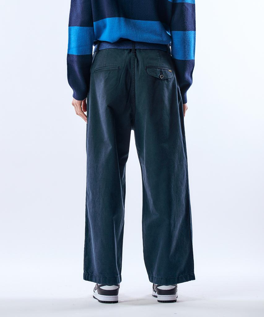 Pillogeulaem Real Chino Washed Wide Crop Pants_Navy