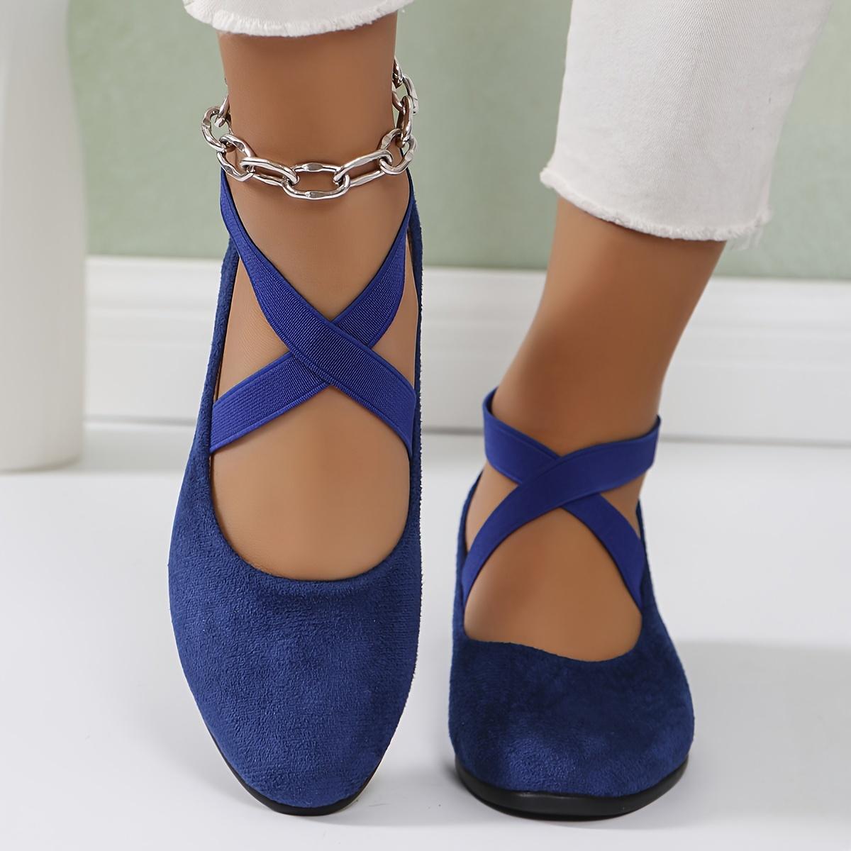 

Удобные женские туфли-клинья с мягкой подошвой и перекрещивающимися ремешками, универсальные слипоны для танцев, работы и повседневной носки Size 42 синий