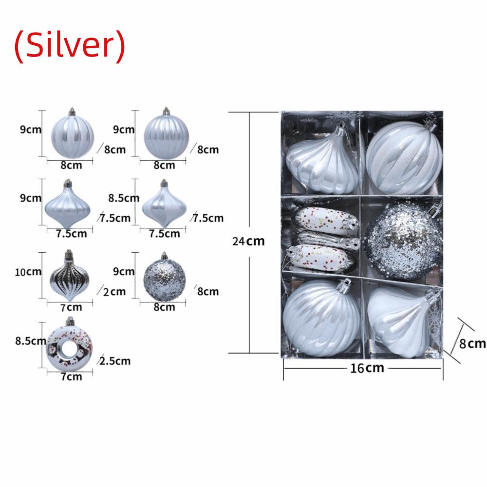 

8PCS/Box Shatterproof Christmas Hanging Balls 8CM Christmas Ball Set Wedding Party серебряный