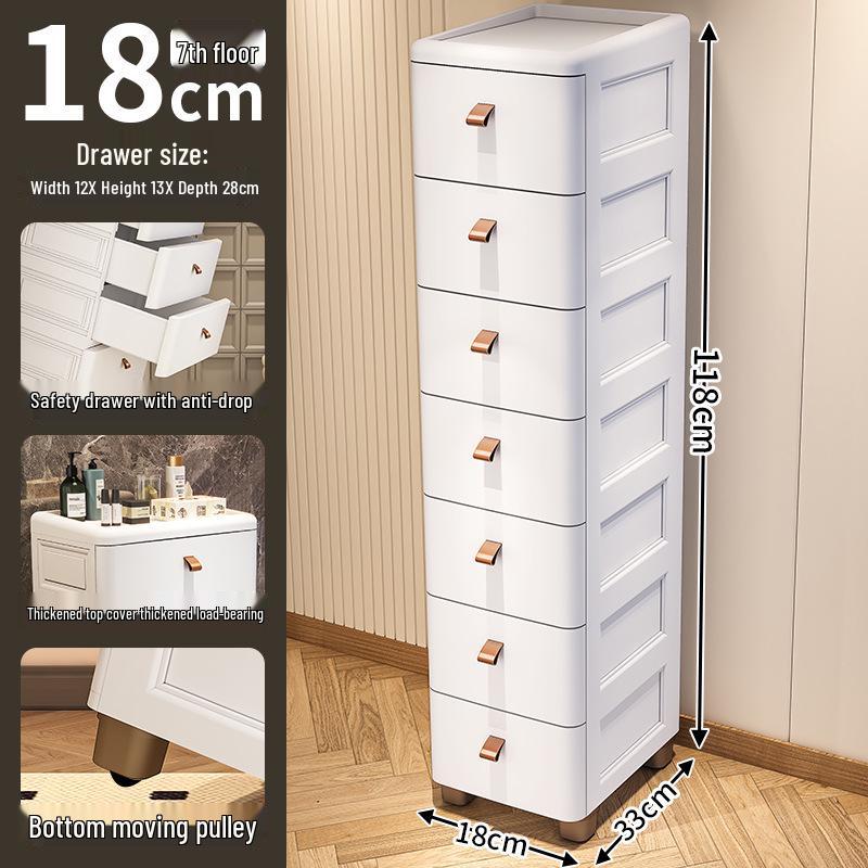 Gap Narrow Edge Multi-Layer Movable Storage Cabinet with Drawer for Kitchen, Available in 18/25/30cm Sizes