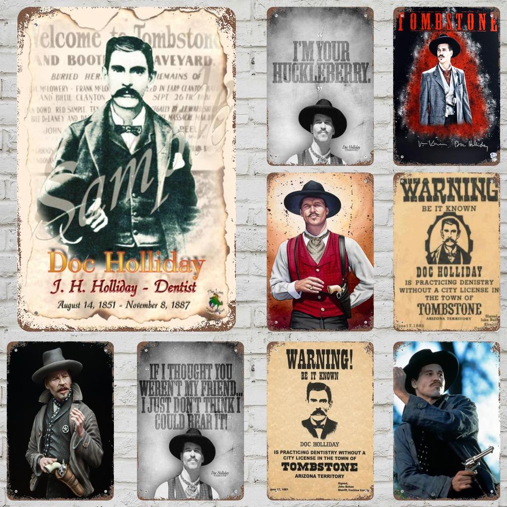 doc holliday Classic Poster Rusty Metal Plaque Retro Decorative Plate Bar Man Cave Garage Club Metal Sign Wall Decoration