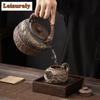 Japanese Style Gilded Iron Glazed Rattan Hoop Handle Teapot Household Boiling Water Kettle Tea Brewing Pot For Electric Stove