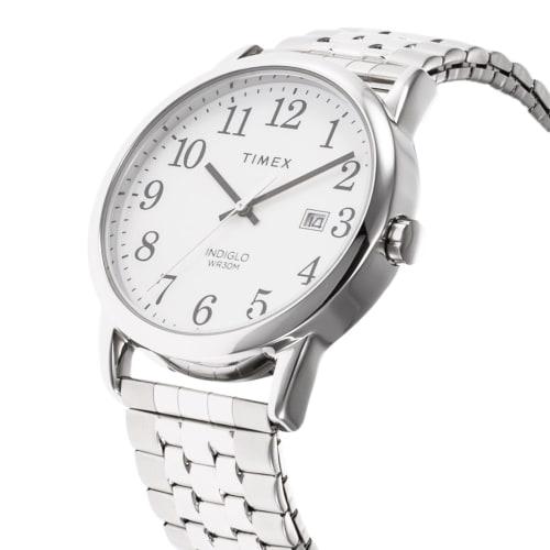 TIMEX Easy Reader Watch, 38mm, White Dial, Stainless Steel, Mineral Glass, Quartz Movement, American Brand, TWG063200, Unisex, Silver, Box Set, TWG063