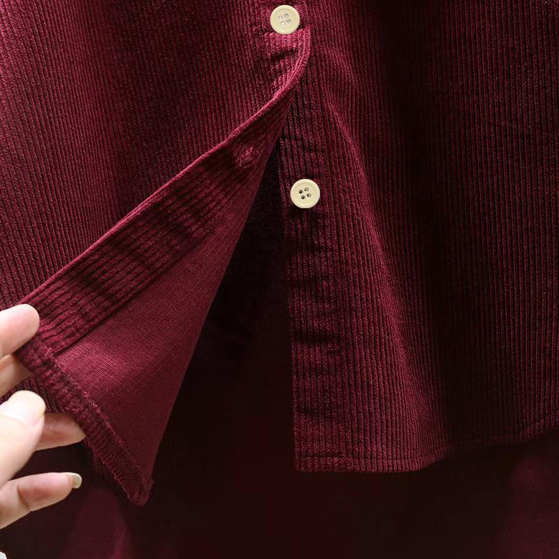 Autumn/Winter Plus Size Versatile Solid Color Long Sleeve Shirt - Korean Style