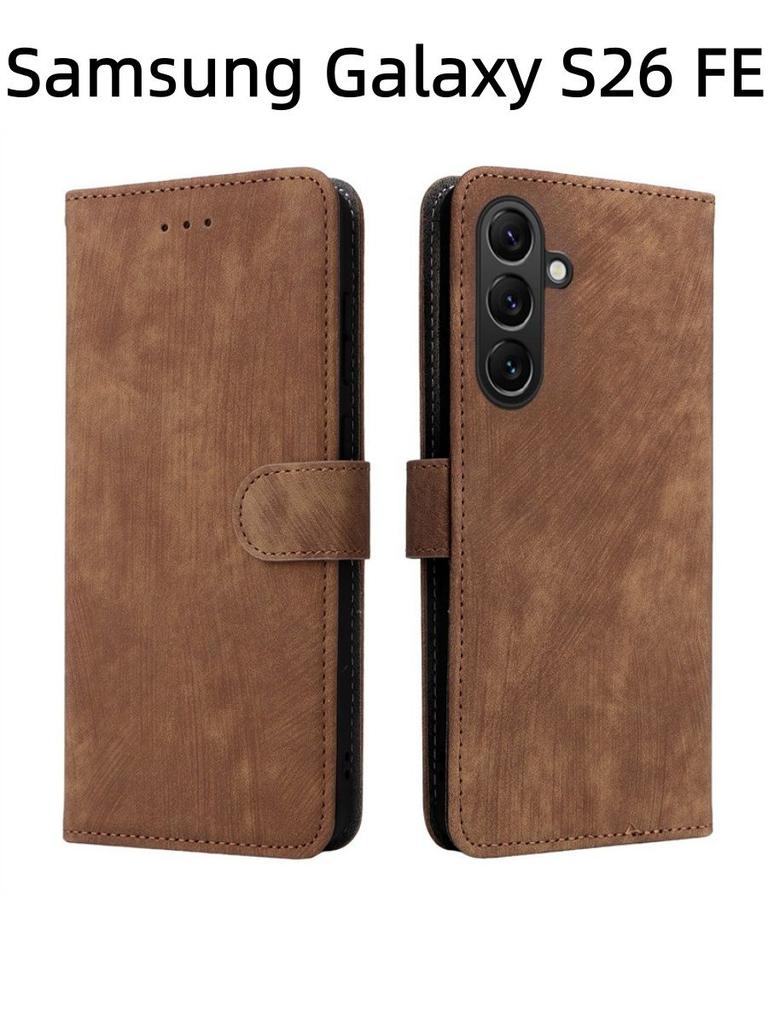 For Samsung Galaxy S26 FE Flip Case RFID tection Dual-Layer Card Slot Soft Silicone External Leather Stand Holder Flip Cover