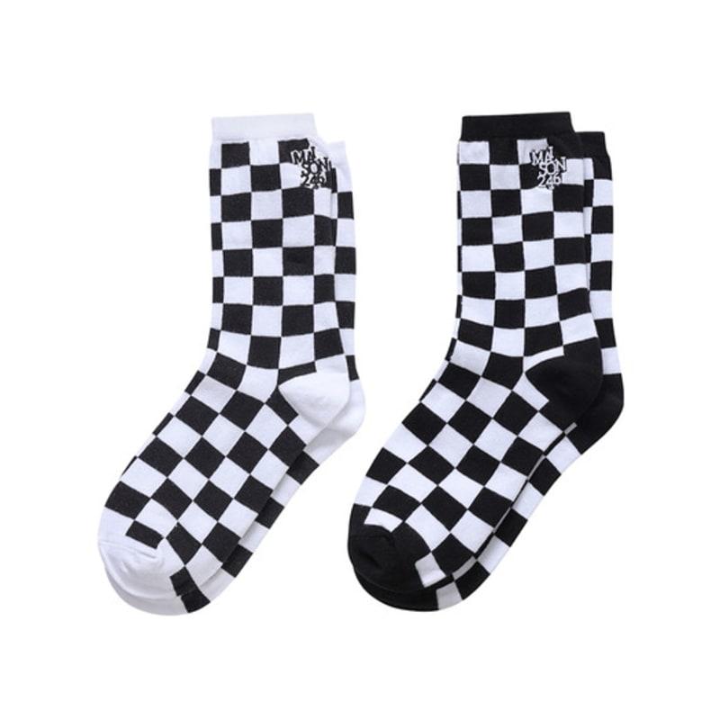 MAISON246 CHECKERBOARD SIGNATURE LOGO SOCKS (2color)
