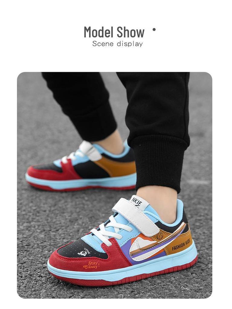 AJ1 Kids' Spring 2025 Multicolor Skate & Basketball Shoes, Medium & Large Sizes, Air Force One Style for Girls