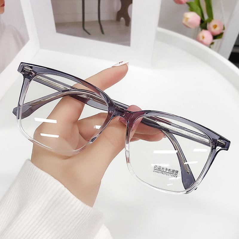 Personalized Tr Transparent Frame Anti-Blue Flat Mirror Women'S Plate Plain Face Core Myopia Optical Glasses Frame Men