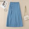 ZANZEA Women Elegant Casual Solid Color Summer Midi Skirts