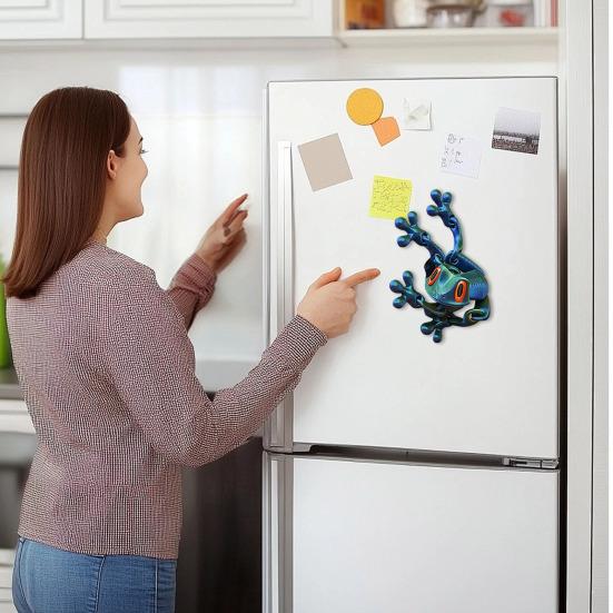 3D Printed Frog Refrigerator Magnet Movable Joints Frog Fidget Toy Articulated Animal Model Figurine Fridge Magnetic Frog Decoration Ornament
