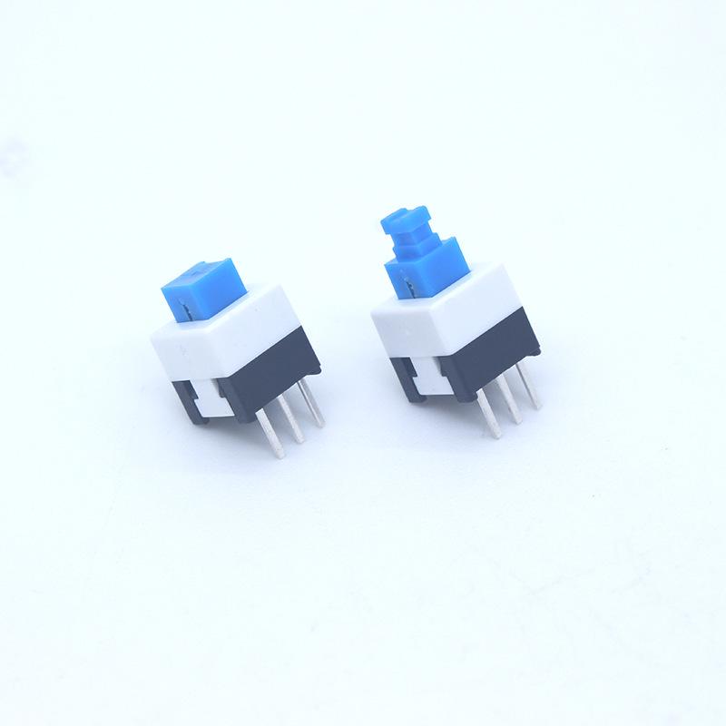 7x7 Single Row Self-Locking Push Button Switch, Open High Flat Head, No Lock