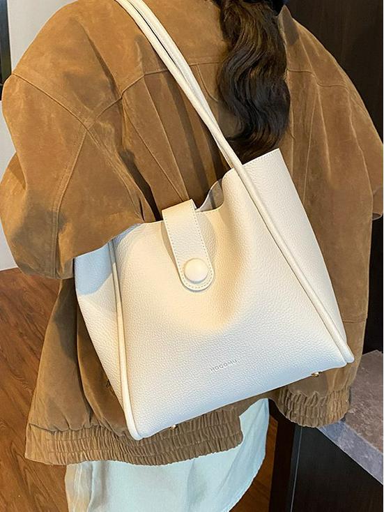 Women's Large Capacity Retro Commuter Tote Bag, Winter 2025, Soft Leather, High-end Shoulder Bag