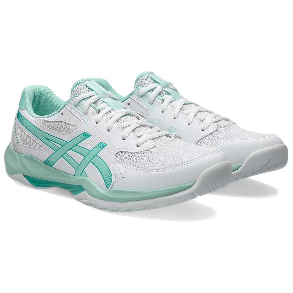 ASICS GEL ROCKET 12 Artificial Leather Comfortable Support Volleyball Shoes Unisex White Green 1073A080-104