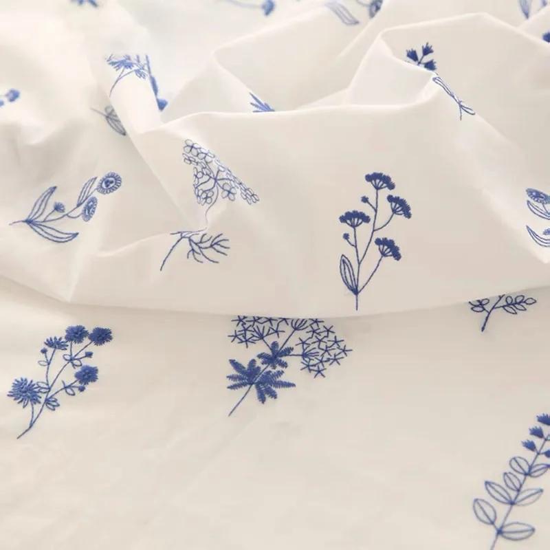 

Высококачественная вышитая ткань из чистого хлопкового поплина, для женской плательной рубашки, одежды, домашнего декора, материал ручной работы для DIY 140x50cm