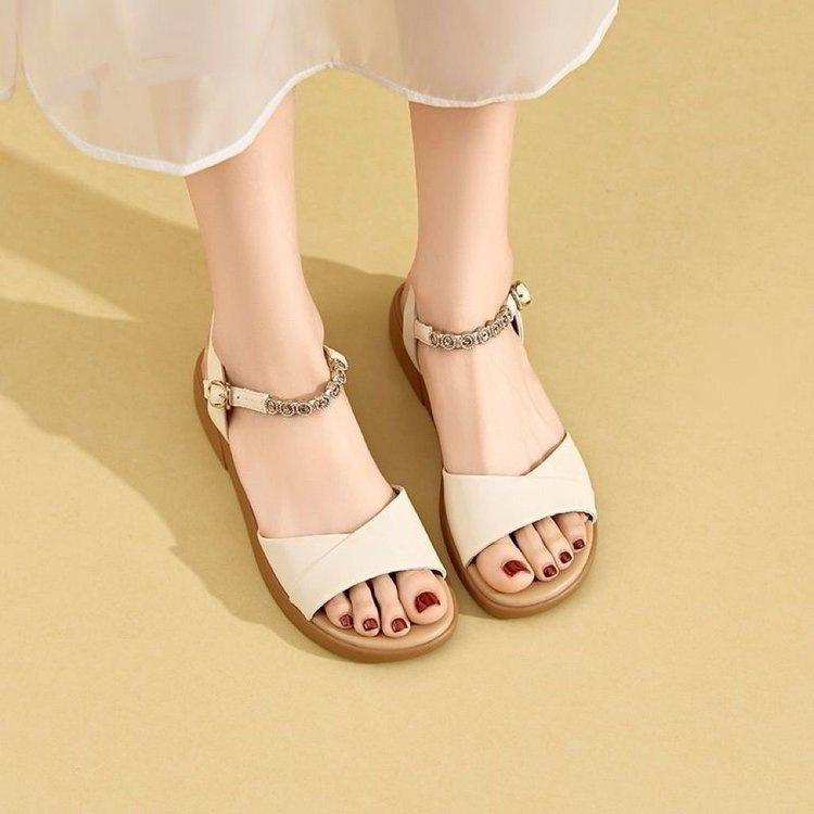 Sandals New summer thick-soled muffin with flat-bottomed non-slip fairy student casual beach shoes