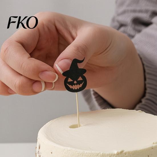 Safe Food Contact Cake Decoration 8 Pcs Halloween Cupcake Toppers, Black Glitter Witch Hat Pumpkin Stiff Topper for Desserts Picks Party Supplies,