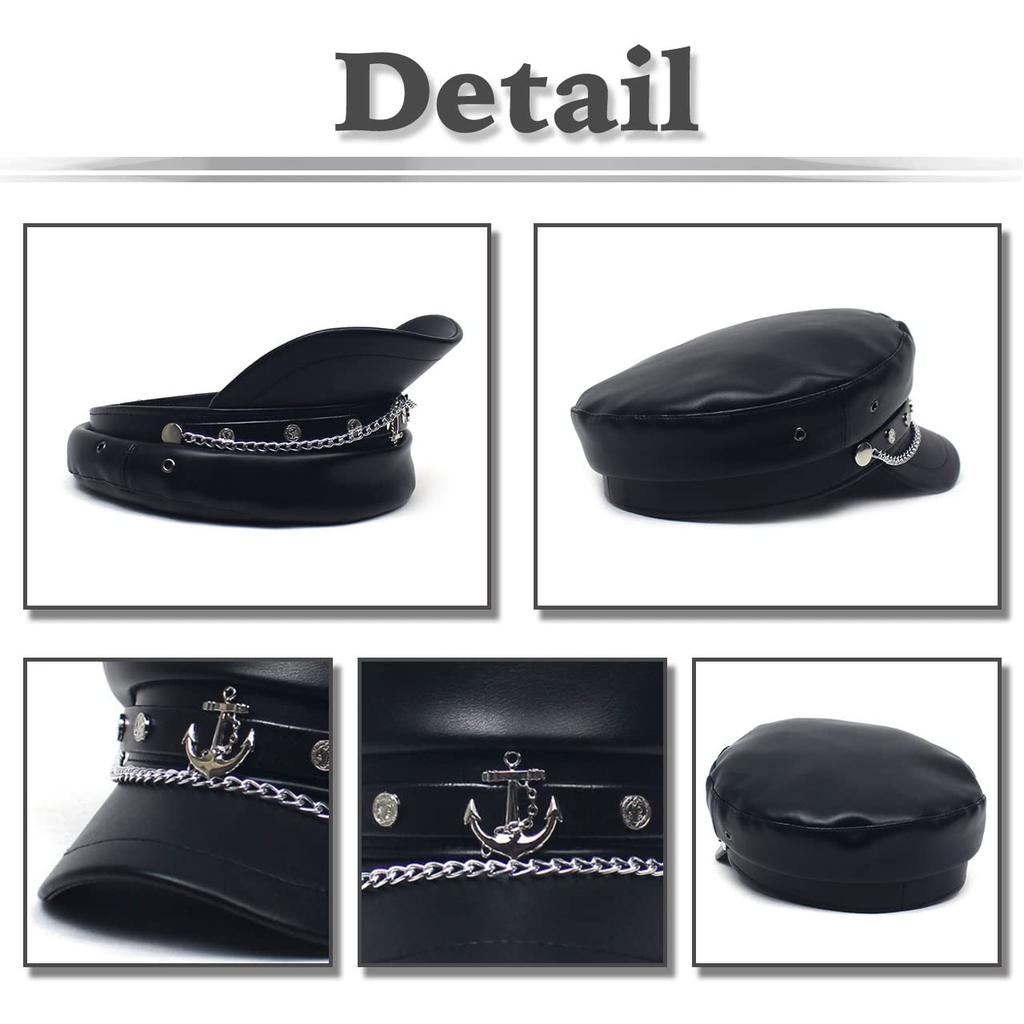 Casual CA609 [White Fang] Cap, Chain, Anchor, Plain, Hat, Scene, Cosplay, Design, Women's (Black)