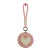 Heart Shape Pom Pom Mirror PU Leather 85mm Round Folding Double-Sided Portable Compact