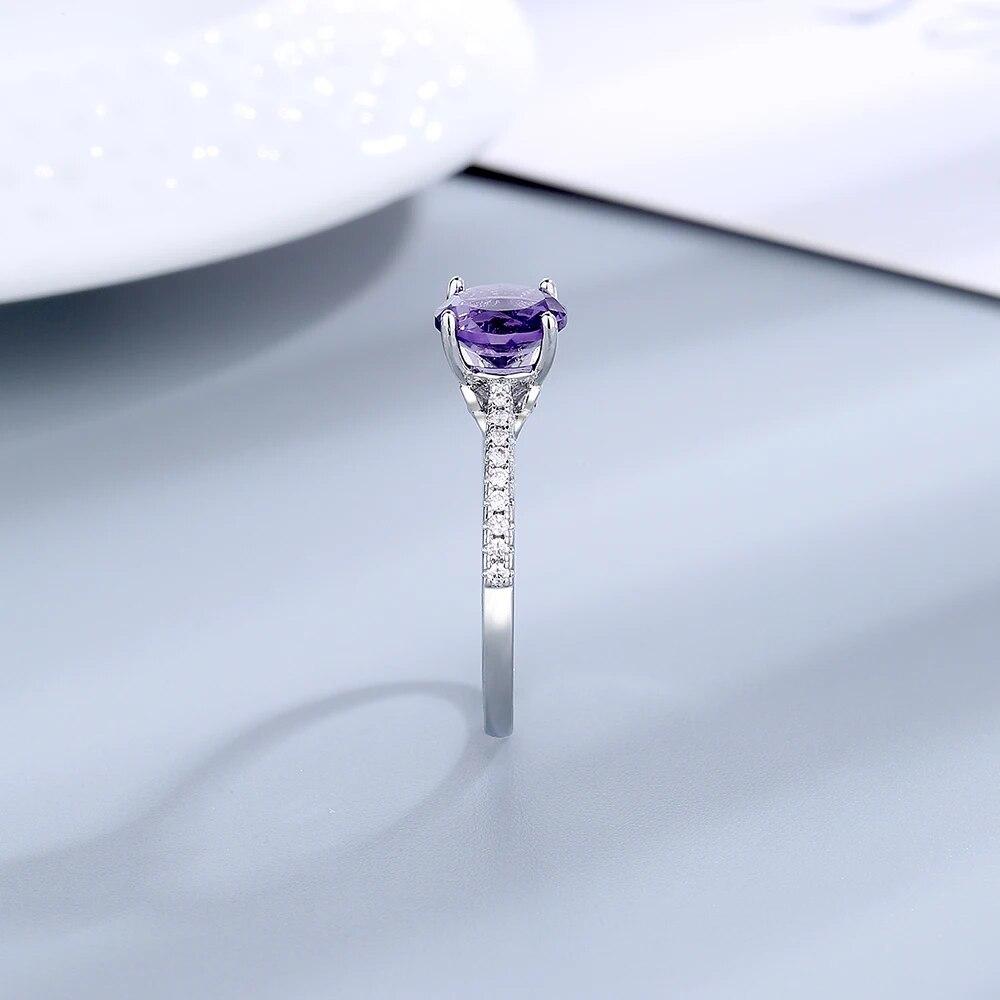 Women's Rings 7mm Red Green Zircon Silver Jewelry Party Christmas Gift Couple Wedding Rings