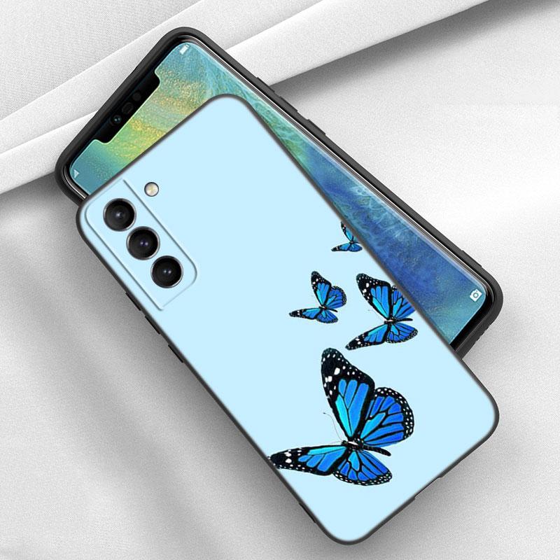 Blue Butterfly Phone Case For iPhone Samsung Galaxy Redmi Xiaomi Oppo OnePlus Note S A 7 8 9 10 11 12 13 14 20 21 22 23 53 54 Pro Max Plus Ultra