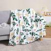 Winter Plant Pattern Throw Blanket Flannel Material With Festive Greenery And Berries For Couch Or Bed Use Warm - Touch