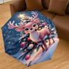 1 Stück Weihnachts-Regenschirm mit Hirsch-Motiv, automatisch auf- und zuschlagbar, winddicht, 8-Speichen stabiles Dach, langlebige Speichen, modisches Design, Outdoor-Accessoire, lustiges Druckmotiv,