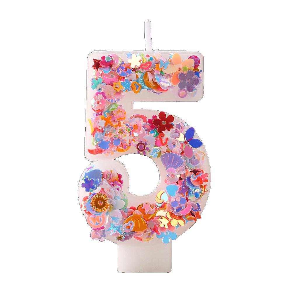 Colorful Sequin Flower Birthday Number Candles – Handmade DIY Cake Decorations