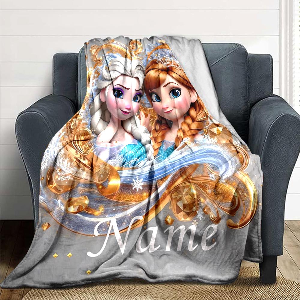 Custom Name Elsa'S Winter Fantasy Party Blanket For Couch Bed Plush Cozy Fuzzy Blanket Super Soft Warm Blankets For Fall And Winter 091665