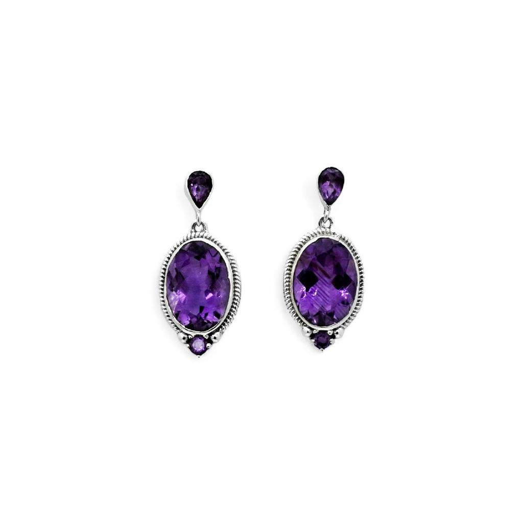 Amethyst Dangle Earrings: 925 Sterling Silver Jewelry