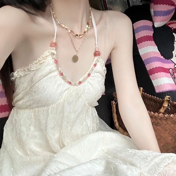 White Beach Backless Spaghetti Strap Maxi Dress - 2026 Summer Fairy